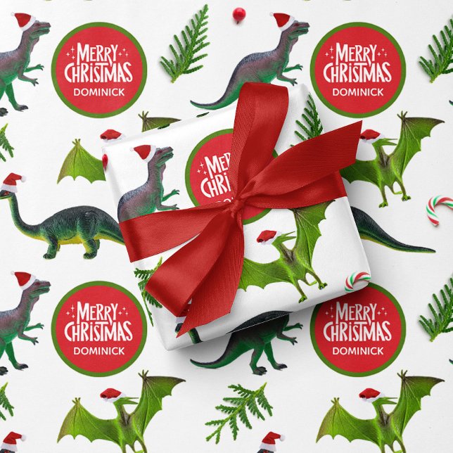 Dinosaurier Individuelle Name Weihnachten Geschenkpapier (Von Creator hochgeladen)