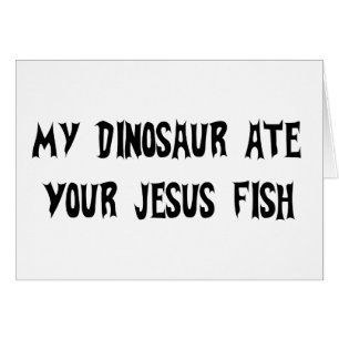 Dinosaurier isst Jesus-Fische