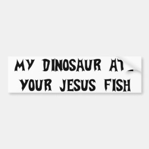 Dinosaurier isst Jesus-Fische Autoaufkleber