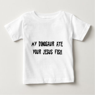 Dinosaurier isst Jesus-Fische Baby T-shirt