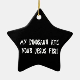 Dinosaurier isst Jesus-Fische Keramik Ornament