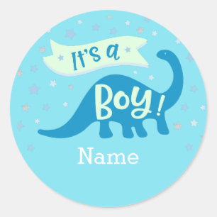 Dinosaurier ist es ein Jungen-Babyparty-Aufkleber Runder Aufkleber