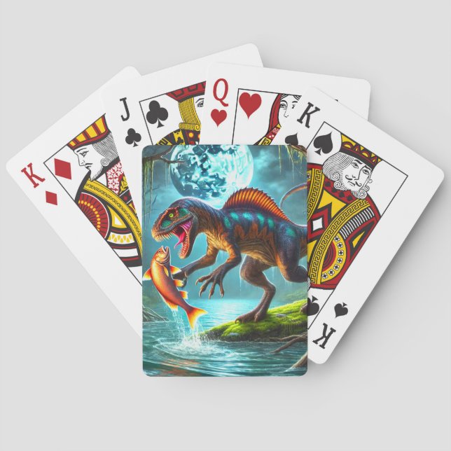Dinosaurier Jagd auf Fische Spielkarten (Rückseite)