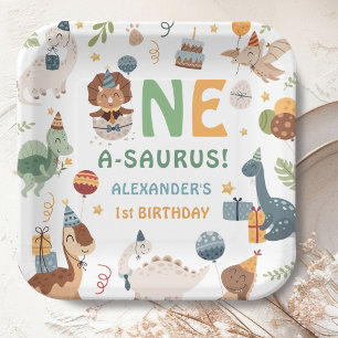 Dinosaurier-Junge 1. Geburtstag One A-Saurus-Party Pappteller