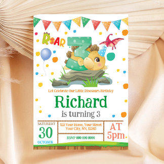 Dinosaurier Junge 3. Geburtstag Einladung