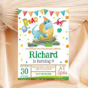 Dinosaurier Junge 9. Geburtstag Einladung