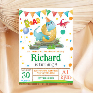 Dinosaurier Junge 9. Geburtstag Einladung