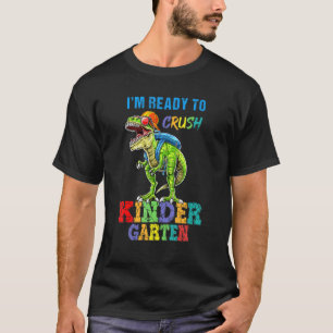 Dinosaurier-Junge bereit, den Kindergarten zu zerq T-Shirt