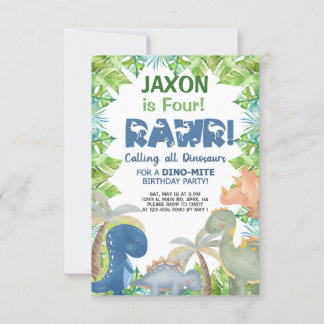 Dinosaurier Junge Einladung Geburtstag, Dino einla