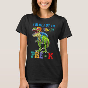 Dinosaurier Junge Kind bereit zum Zerkleinern vor T-Shirt