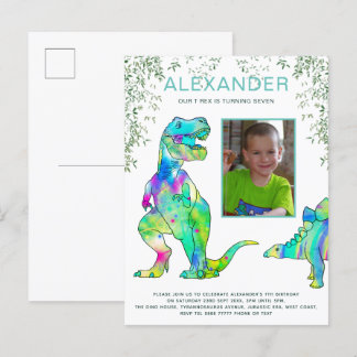 Dinosaurier Jungle Foto Geburtstagspartbudget Einladungspostkarte