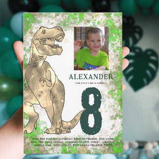 Dinosaurier Jungle Geburtstagsparty Foto Modernes Einladung