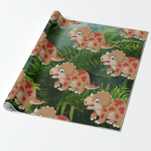 Dinosaurier Jungle Triceratops Kinder Geschenkpapier