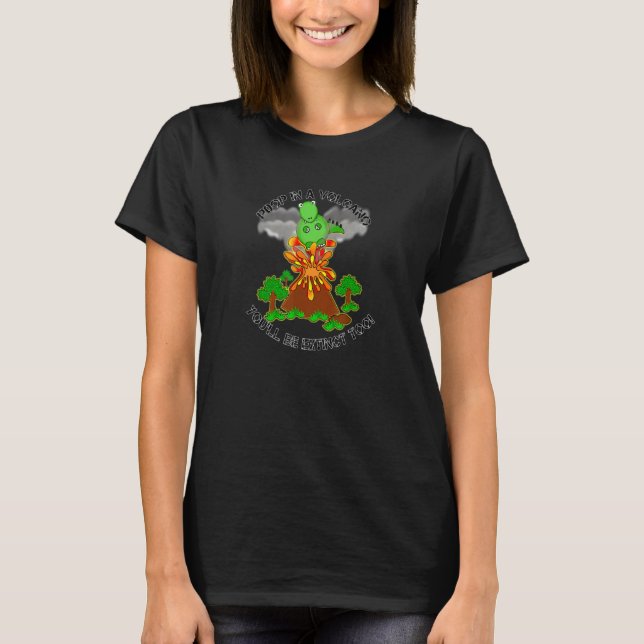 Dinosaurier Kackte in einer Vulkanlandschaft T-Shirt (Vorderseite)