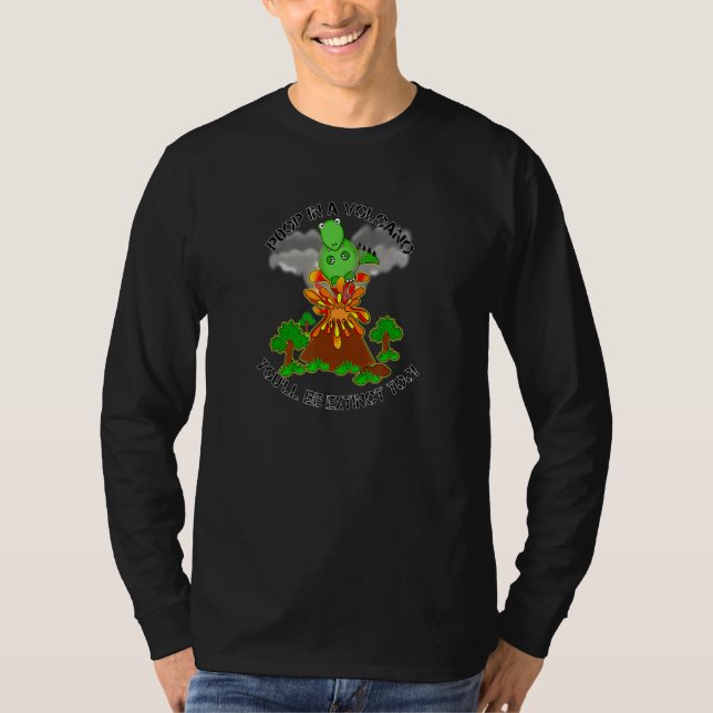 Dinosaurier Kackte in einer Vulkanlandschaft T-Shirt (Vorderseite)