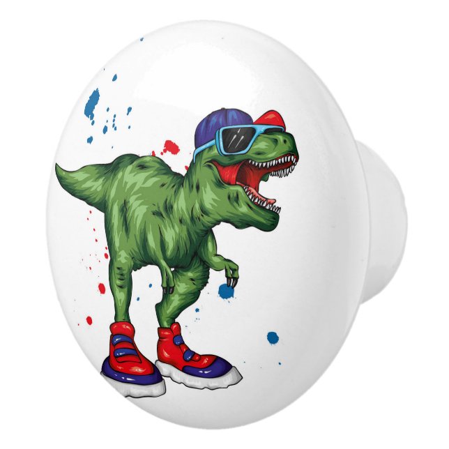 Dinosaurier Keramik Pull Keramikknauf (Rechts)