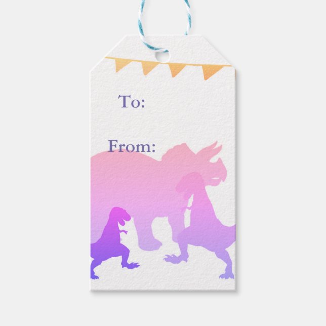 Dinosaurier Kids Party Flags Custom Gift Tags Geschenkanhänger (Vorderseite)