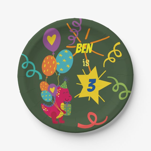 Dinosaurier kids Party Geschirr Pappteller (Vorderseite)