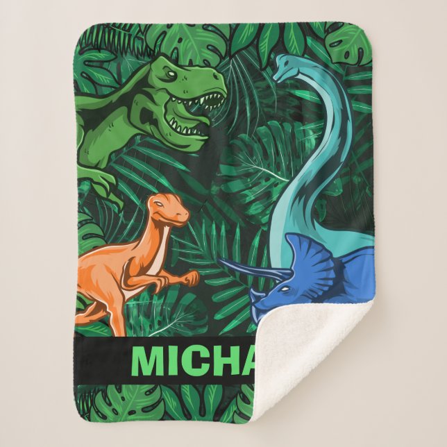 Dinosaurier Kinder Dino Jurassic Trex Boy Sherpadecke (Vorderseite)