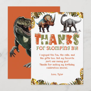 Dinosaurier-Kinder-Geburtstags-Dino-Dankeskarten Einladung
