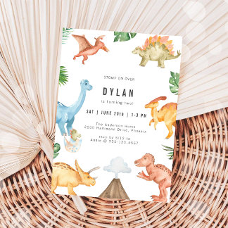 Dinosaurier-Kinder-Geburtstags-Einladung Einladung