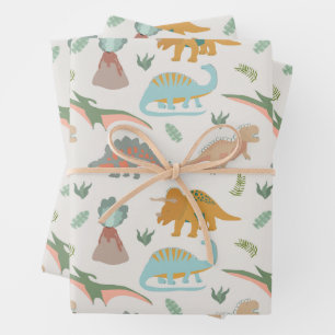 Dinosaurier Kinder Handgezeichnet Boho Dinosaurier Geschenkpapier Set