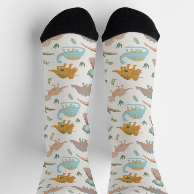 Dinosaurier Kinder Handgezeichnet Boho Dinosaurier Socken (Oben)