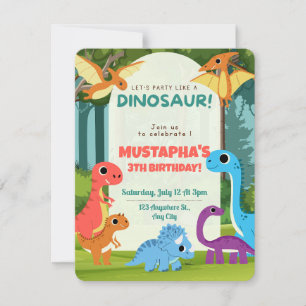 Dinosaurier Kindergeburtstag Einladungskarte