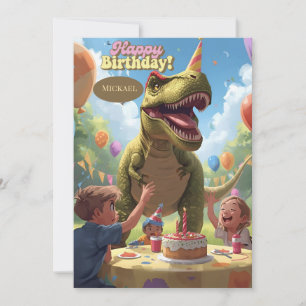 Dinosaurier-Kindergeburtstag-Karte Einladung