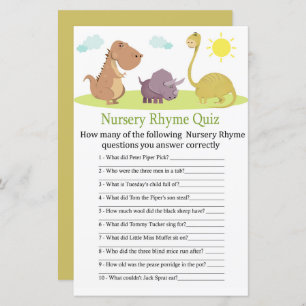 Dinosaurier Kinderzimmer Rhyme Quiz Babyduschenspi