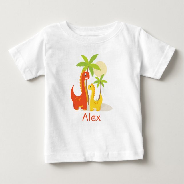Dinosaurier Kleinkind Geburtstag Personalisierter  Baby T-shirt (Vorderseite)