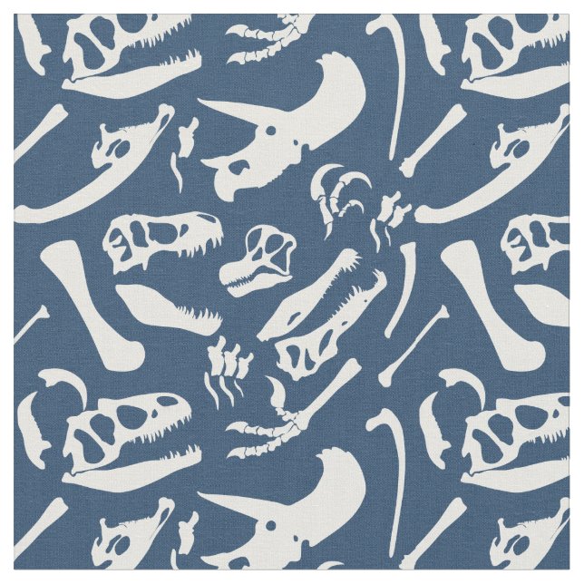 Dinosaurier-Knochen (blau) Stoff (Nahaufnahme)