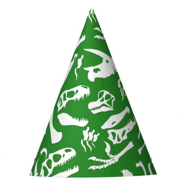 Dinosaurier-Knochen (Grün) Partyhütchen (Vorderseite)