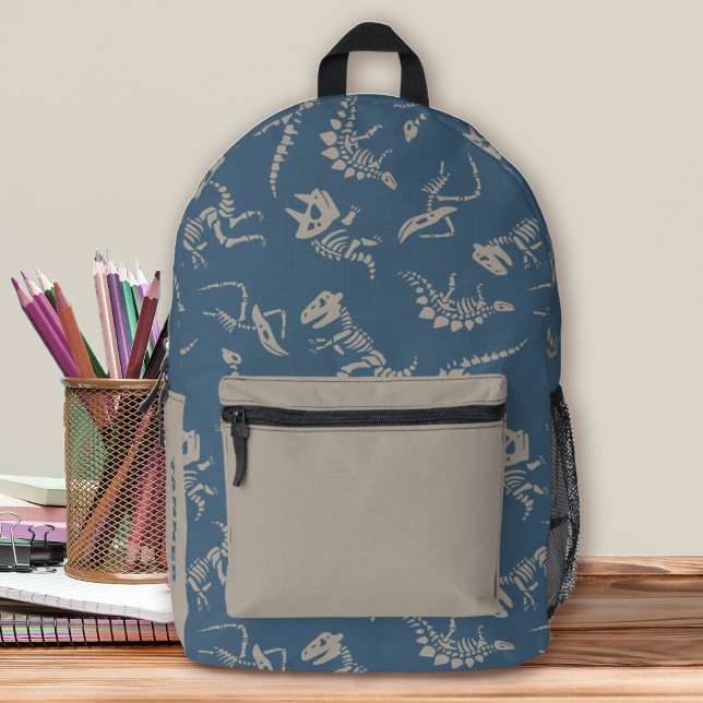 Dinosaurier-Knochen-Jungenschule Bedruckter Rucksack (A fun dinosaur fossil bones backpack. Great for back to school.)