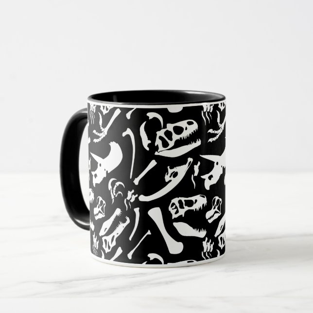 Dinosaurier-Knochen (Schwarzes) Tasse (Vorderseite Links)