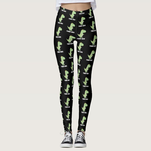 Dinosaurier-lustiges Geschenk des Weihnachtsbaum-T Leggings (Vorderseite)