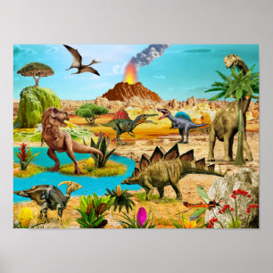 Dinosaurier-Malerei für Wand des Dekorationsraums Poster