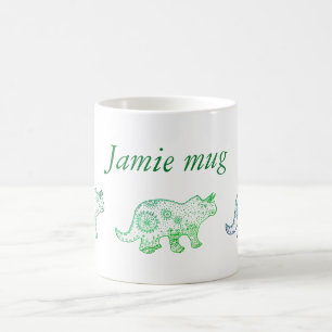 Dinosaurier Mandala zeichnend , personalisierte Um Kaffeetasse