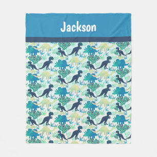 Dinosaurier-Marine-blaues Grün-aquamarine Fleecedecke