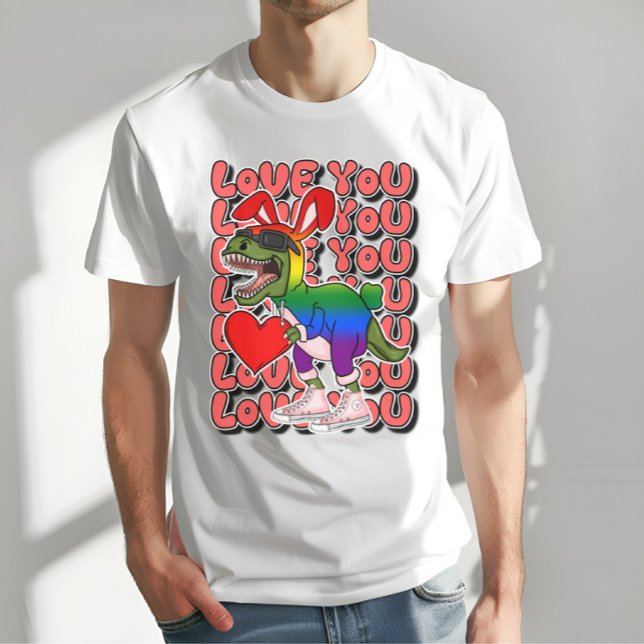 Dinosaurier mit С Auspuff in den Farben der Regenb T-Shirt (Von Creator hochgeladen)