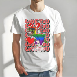 Dinosaurier mit С Auspuff in den Farben der Regenb T-Shirt