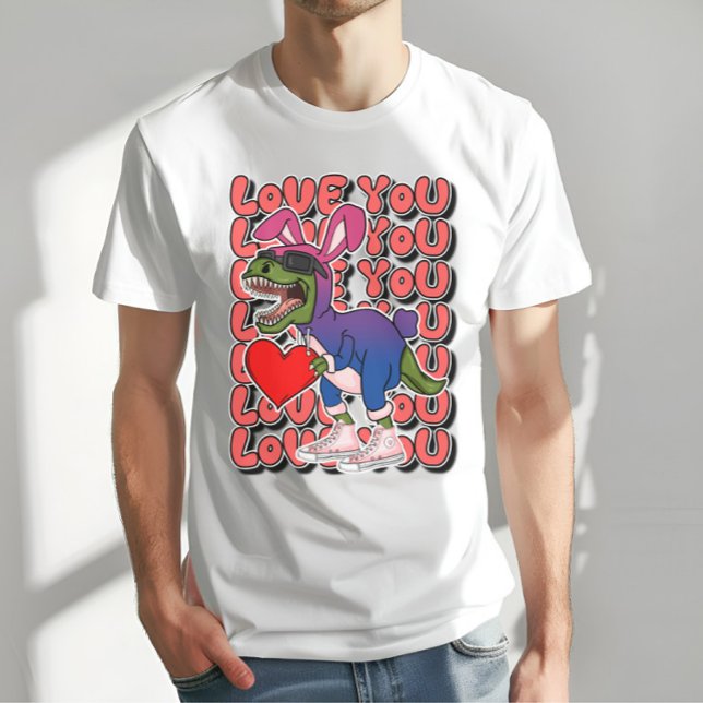 Dinosaurier mit С Aussehen in Bisexuellen Flaggenf T-Shirt (Von Creator hochgeladen)