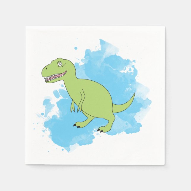 Dinosaurier mit Aquarellbild Serviette (Vorderseite)