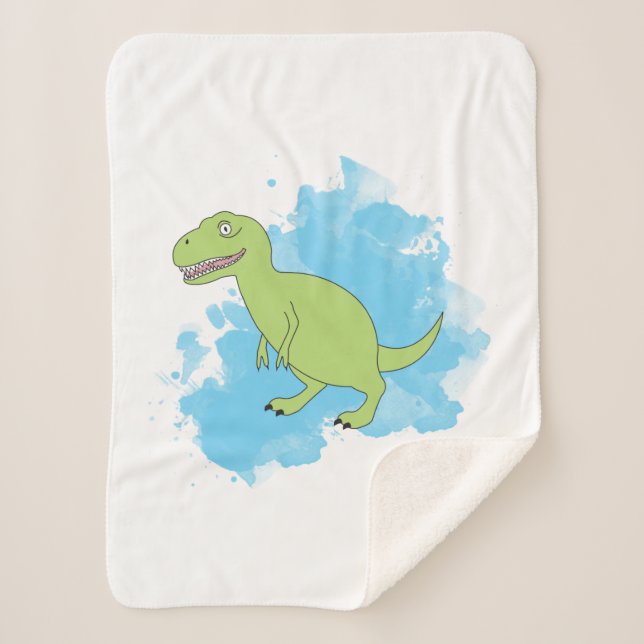 Dinosaurier mit Aquarellbild Sherpadecke (Vorderseite)