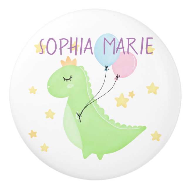 Dinosaurier mit Balloons Keramikknauf (Vorderseite)