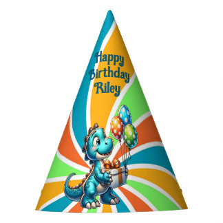 Dinosaurier mit Balloons Personalisiert Geburtstag Partyhütchen