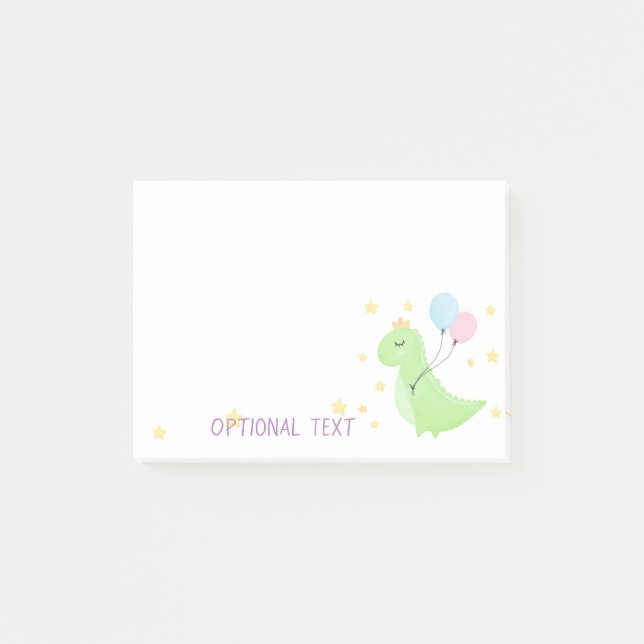 Dinosaurier mit Balloons Post-it Klebezettel (Vorderseite)