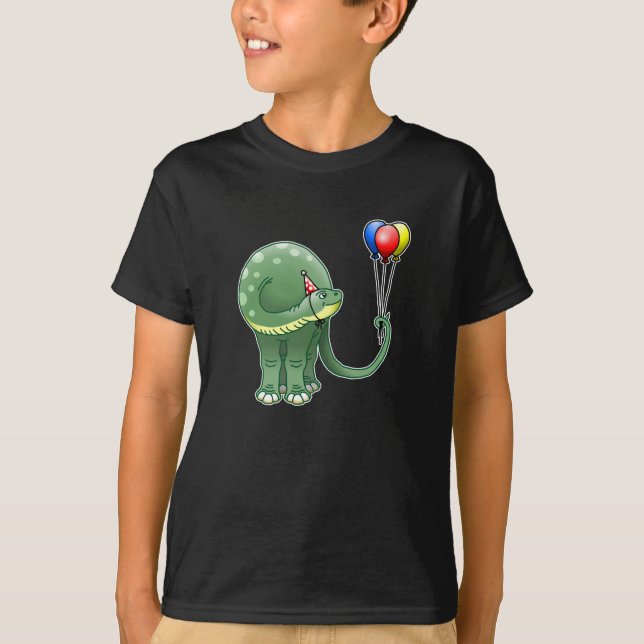 Dinosaurier mit Balloons T-Shirt (Vorderseite)