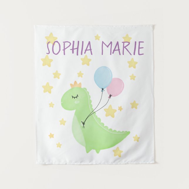 Dinosaurier mit Balloons Wandteppich (Vorderseite)