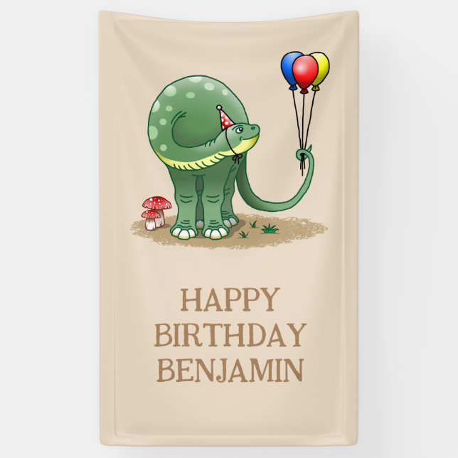 Dinosaurier mit Balloons zum Geburtstag Banner (Vertikal)